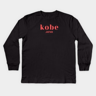 Kobe City Japan Simple Red Design Kids Long Sleeve T-Shirt